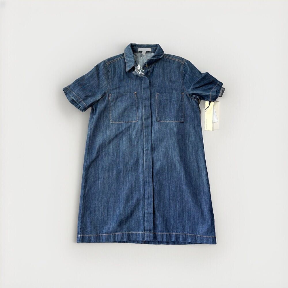 Life In Progress Womens Chambray Dress Size XS NWT Shirt Button Front Blue